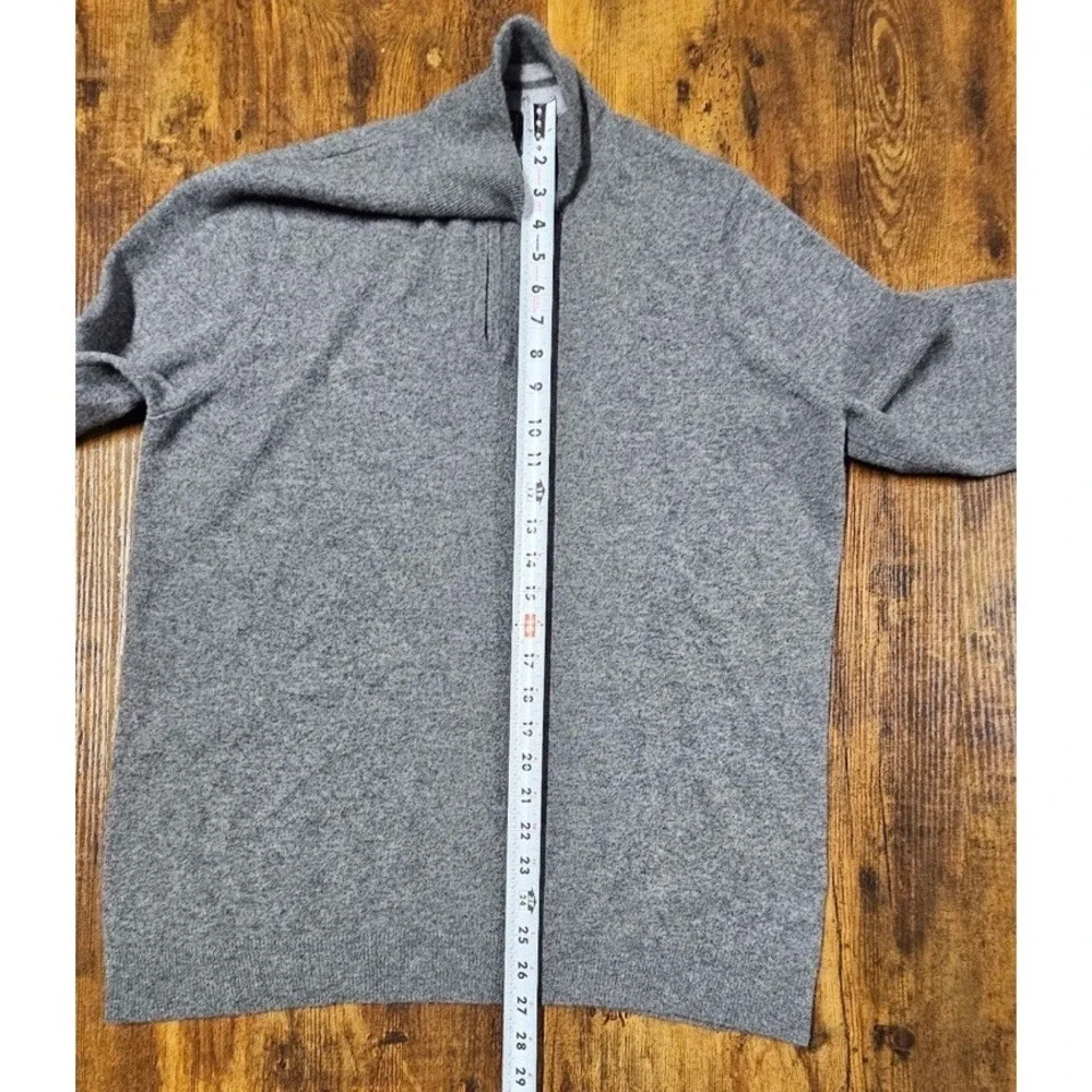 John Lewis Pure Cashmere Men's Large Gray‎ 1/4 Zip Sweater Pullover Ex Cond